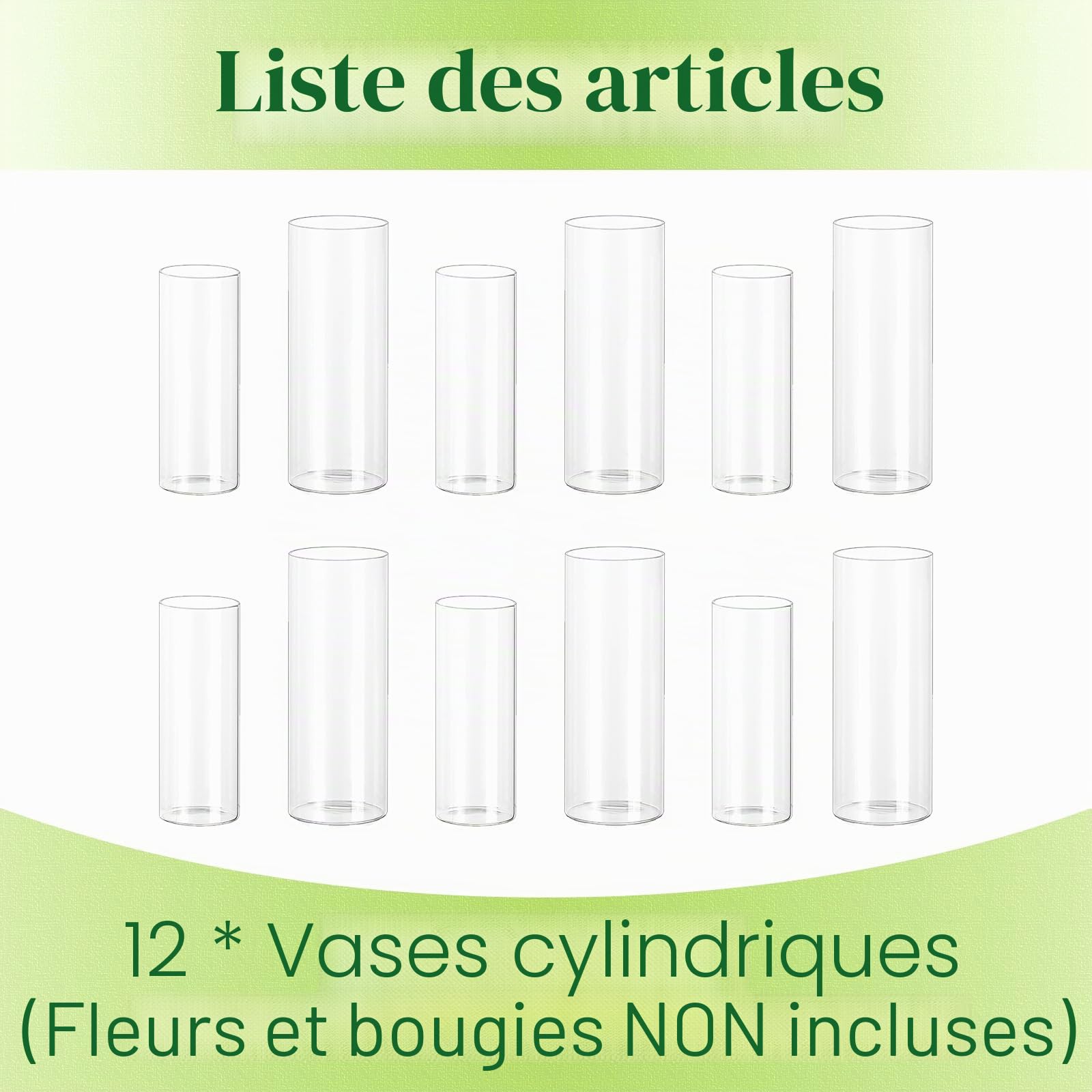 Vase Cylindrique en Verre pour Centre de Table: Hewory 12 Vase Transparent Vase en Verre pour Decoration Mariage - Photophore Verre Vase Verre Transparent pour Décoration de Table Wedding Home