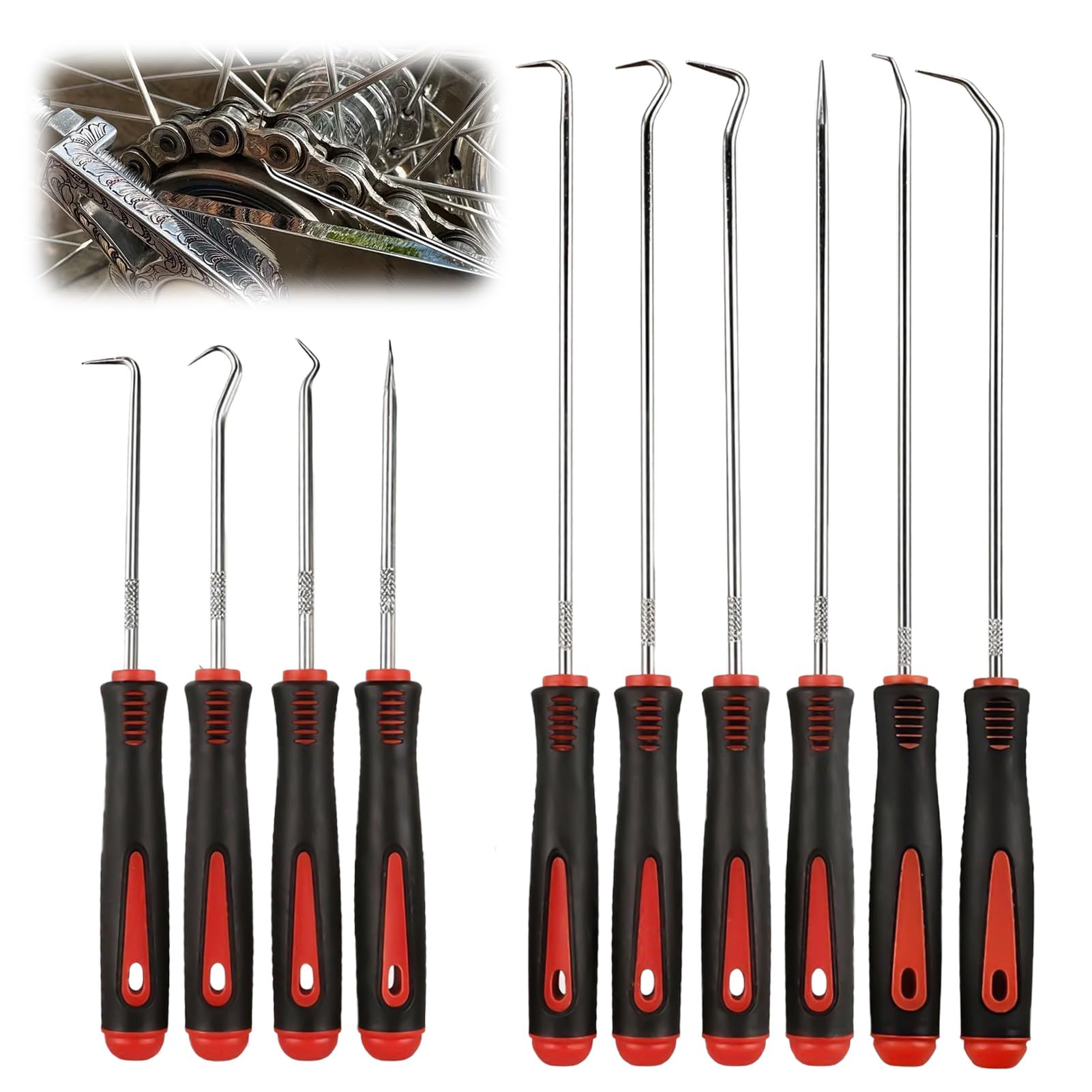 10 Pcs Hook and Pick Set, Mechanic Lock Picking Kit, Automotive Lock Picking Tool Set with Long Handle, Oil Seal Precision Puller Hook and Pick Set for Auto O-Ring, Gasket Removal and Seal Car Tools