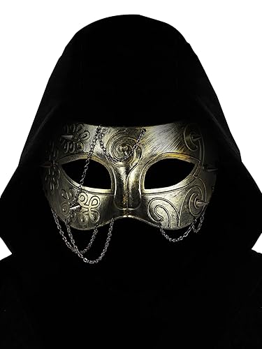 Guayma Steampunk Oni Masquerade Mask for Men/Women Halloween Mardi Gras Venetian Costume Party Prom Ball - Puck-gold