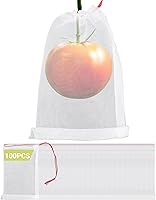 Vista 18 de Bolsas de protección de frutas para árboles frutales, 50 bolsas de red de uva de 8 x 12 pulgadas con cordón, cubierta reutilizable de malla