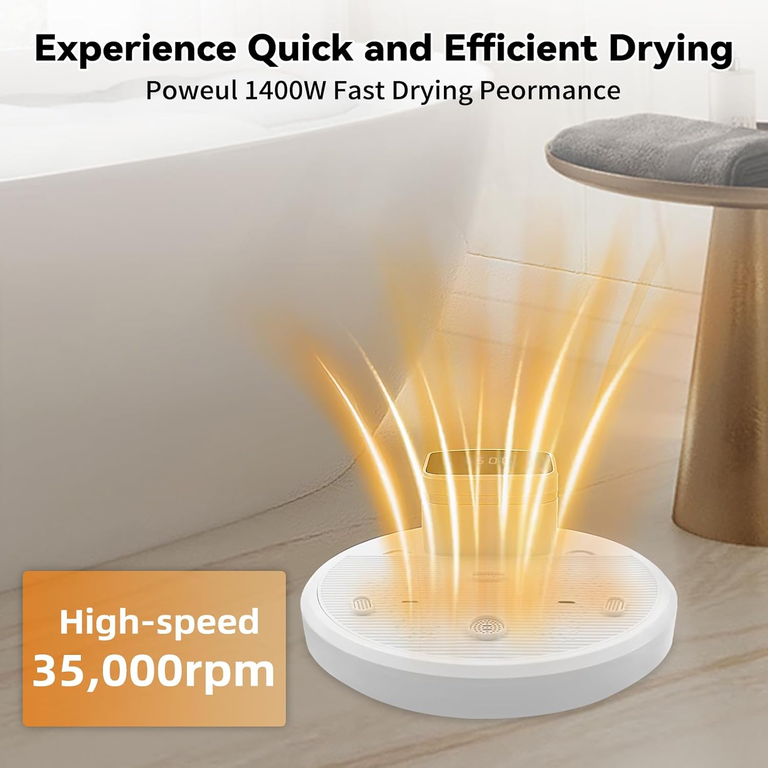 Full Body Dryer After Shower 1400W High Speed Full Body Heater Blower with Automatic Sensor 4 Speeds Adjustable Cold/Warm Air Body Care Dryer Low Noise, White