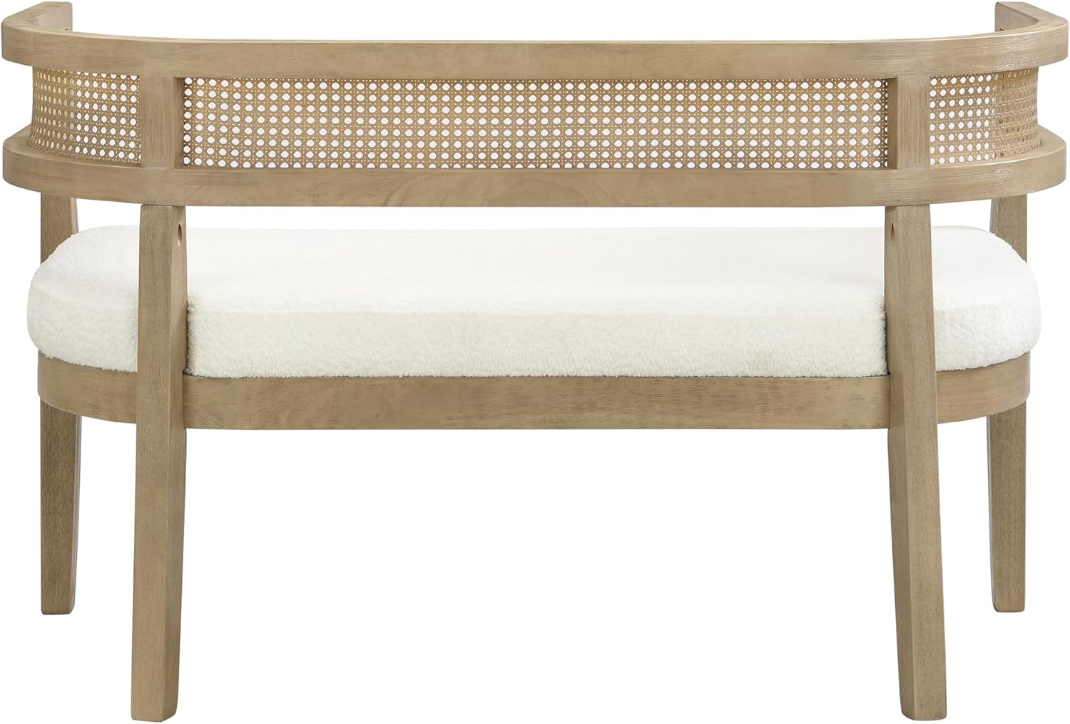 Christopher Knight Home Xiza Modern Boucle Upholstered Loveseat Sofa with Rubberwood Frame, Comfy 2-Seater Sofa Couch and Rattan Backrest, Love Seat Couches for Living Room, Beige + Natural Ash