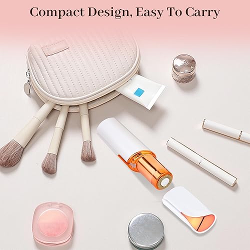 Miniatura 8 de Removedor de vello facial para mujeres y hombres, afeitadora facial recargable con luz LED, 2 cabezales de repuesto incluidos, afeitadora eléctrica