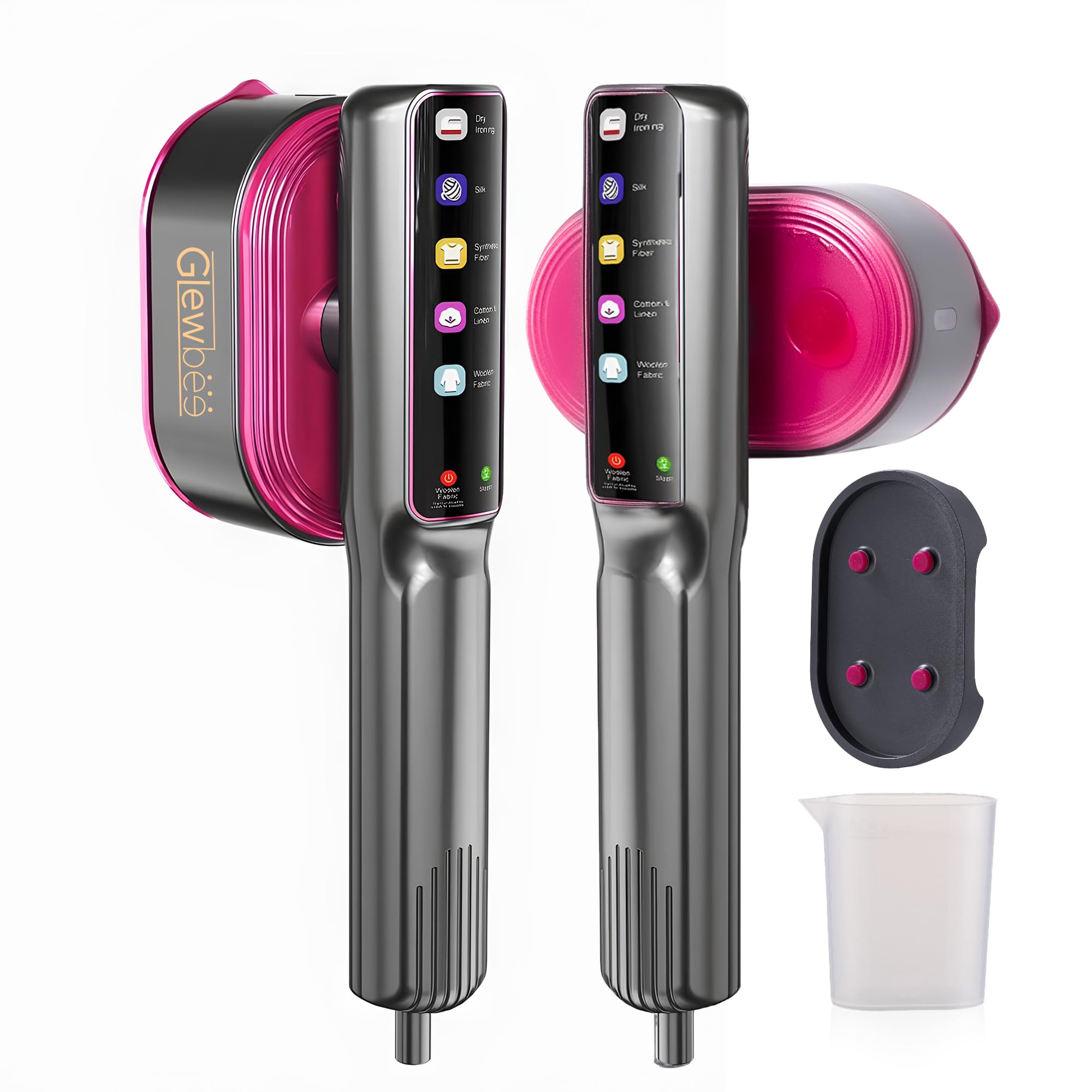 Vaporizador de ropa portátil Glewbee de 1200 W con pantalla táctil, potente eliminador de arrugas de 1 s, todos los modos de tela, planchado con vapor seco para viajes en casa, calentamiento rápido de 10 s, color gris