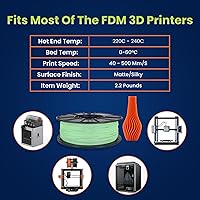 Vista 102 de 3D-Fuel 3D Filamento Pro PLA+ Negro Medianoche de Alta Temperatura y Resistente, 1.75mm, 1 kg +/- 0.02mm de Tolerancia, Fabricado en EE.UU., Fácil