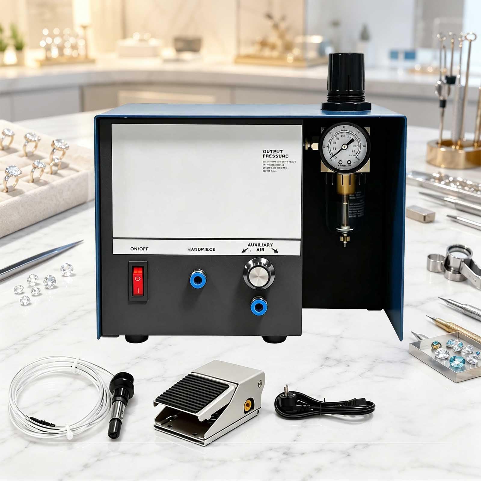 Pneumatic Engraver, 80w Jewelry Engraving Machine For Metal, 0-1400 Rpm Adjustable Metal Engraver Tool, Single Head Graver Machine For Jewelry Maker, Crafts, Wood, Glass, Plastic And Tool Marking