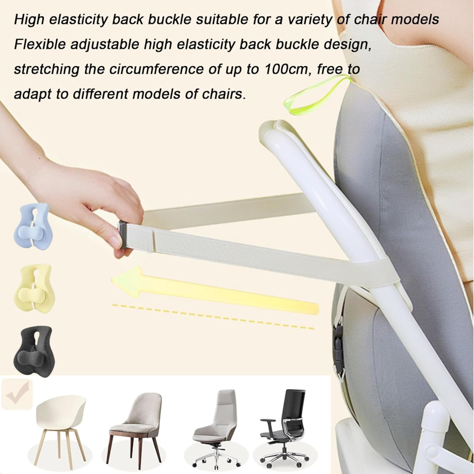 Cuscino di supporto lombare, cuscino ortopedico per sedile lombare, cuscino ergonomico in memory foam per sedia da ufficio, con cursore regolabile, per sedia da ufficio e computer