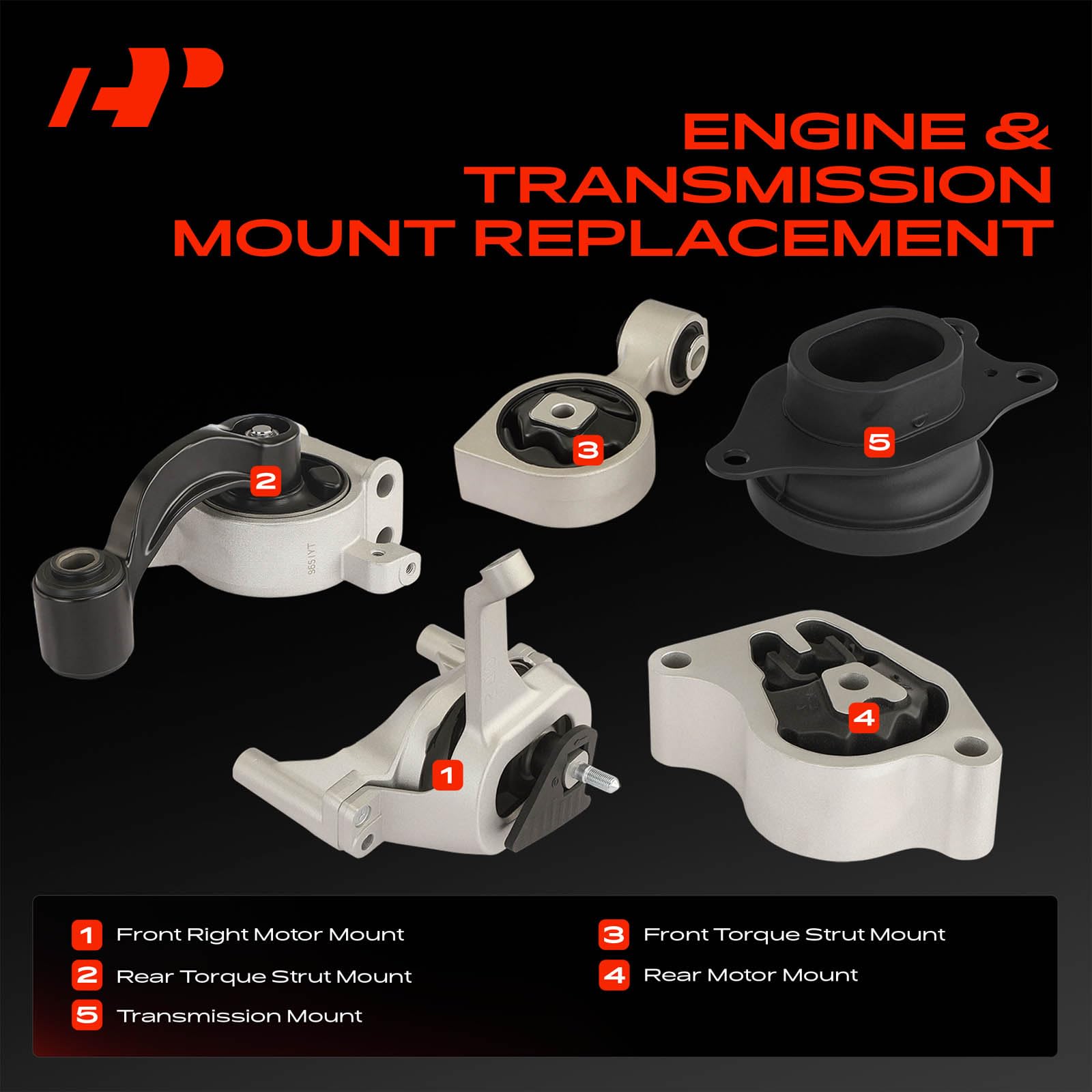 A-Premium Kit de montagem de motor e transmissão de 5 peças e