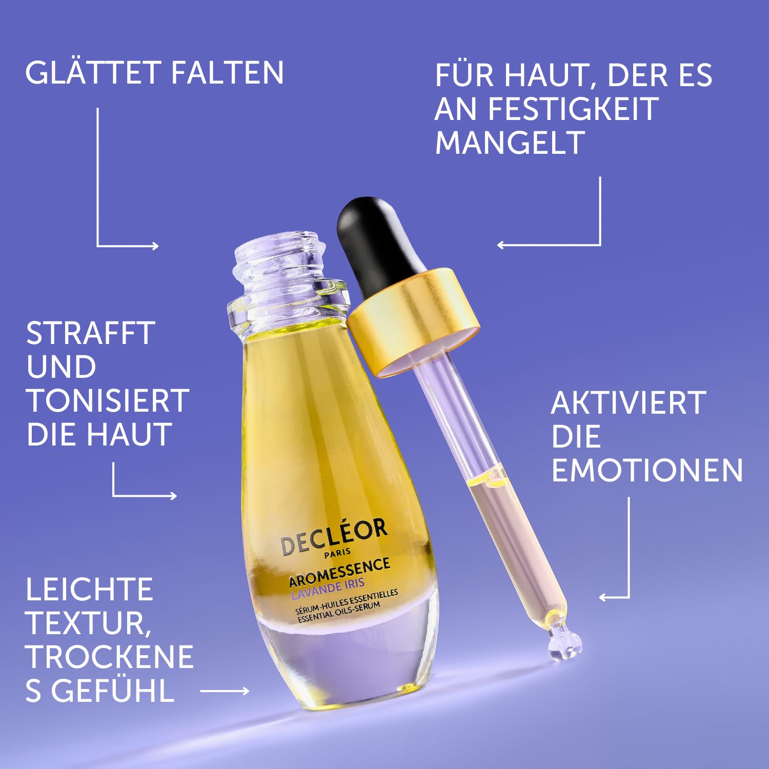 Decléor Aromessence Lavande Iris straffendes Anti-Aging-Gesichtsserum mit ätherischen Ölen – Intensive Pflege mit ätherischen Ölen zur Glättung von Falten sowie zur Straffung und Revitalisierung der