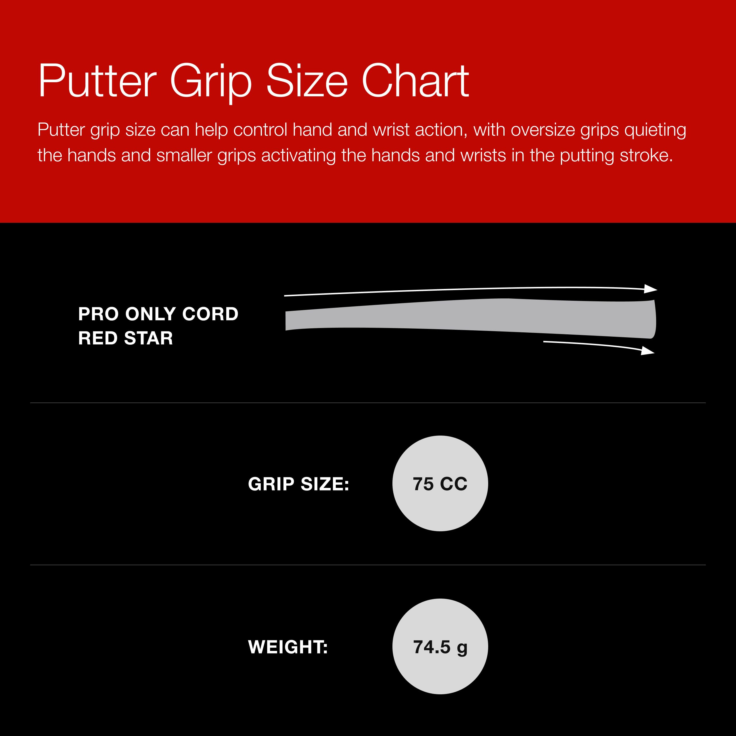 Golf Pride Pro Only Cord Red Star Grip pour putter Gris 72 cc