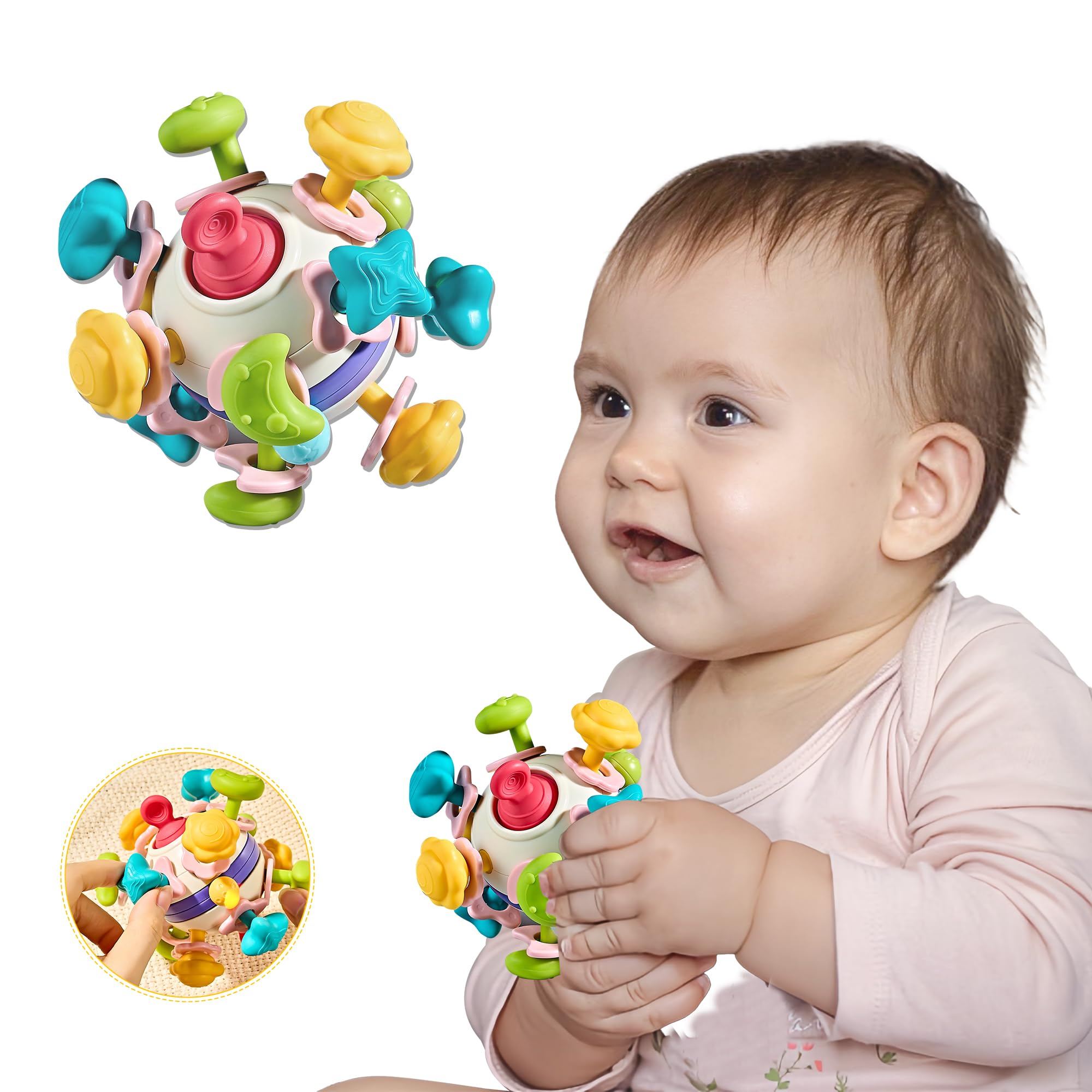 Baby Ball Teething Toy, Kids Educational Toys, Toddler Sensory Toys (Muti)