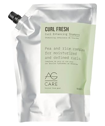 AG Care Curl Fresh Hydrating Shampoo with Pea & Rice Amino Acids - Curl Shampoo to Cleanse Scalp and Retain Moisture for Healthy, Defined Curls, 33.8 Fl Oz Bottle