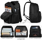 Black Backpack for Men and Women, Backpack for School Teens Boys and Girls, Lightweight Casual High School Bookbag