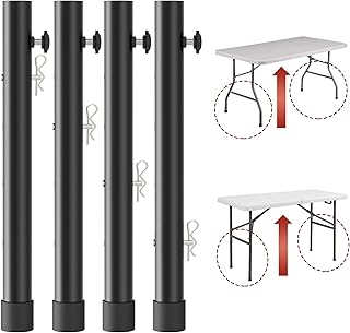 Herbert-fty Folding Table risers for Folding Tables Straight/Bent Leg, Dural Folding Table Leg Extensions 4 Levels/Heights Table Leg Extenders-All for Treating Your Back Pain(4-Pack)(17.3 in (44cm)