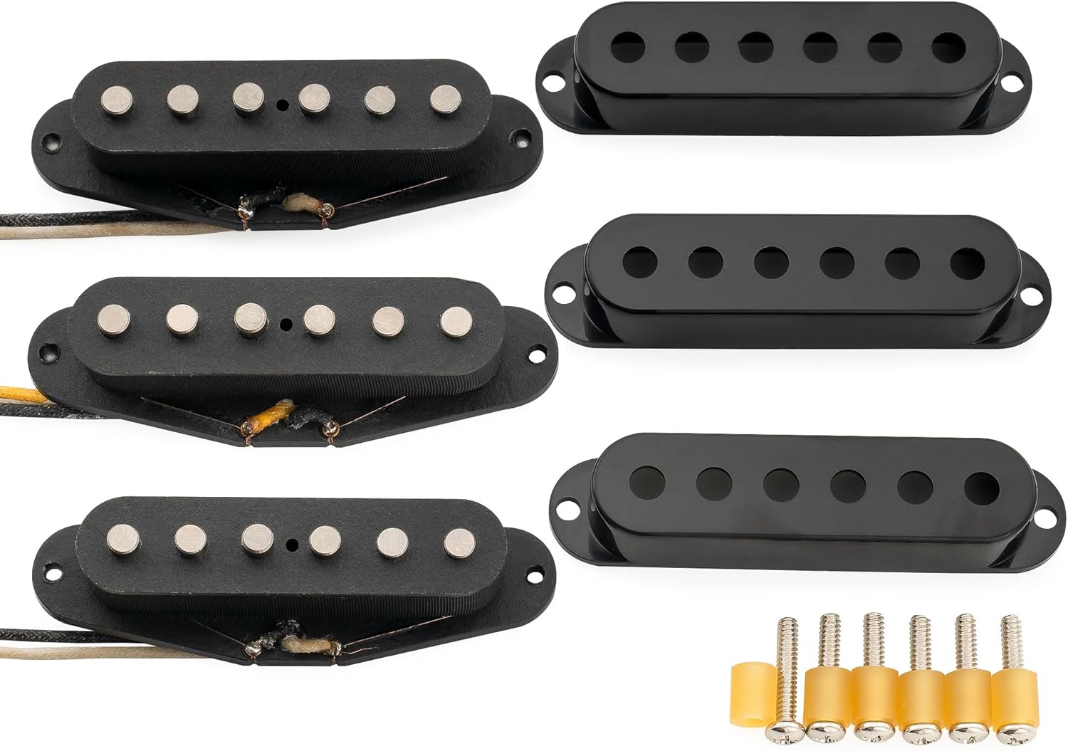 The Revival Pickups RPS5 1954 Strat Vintage Style Alnico 3 Single Coil Neck Middle Bridge Pickups Set for Strat Style Electric Guitar, Black