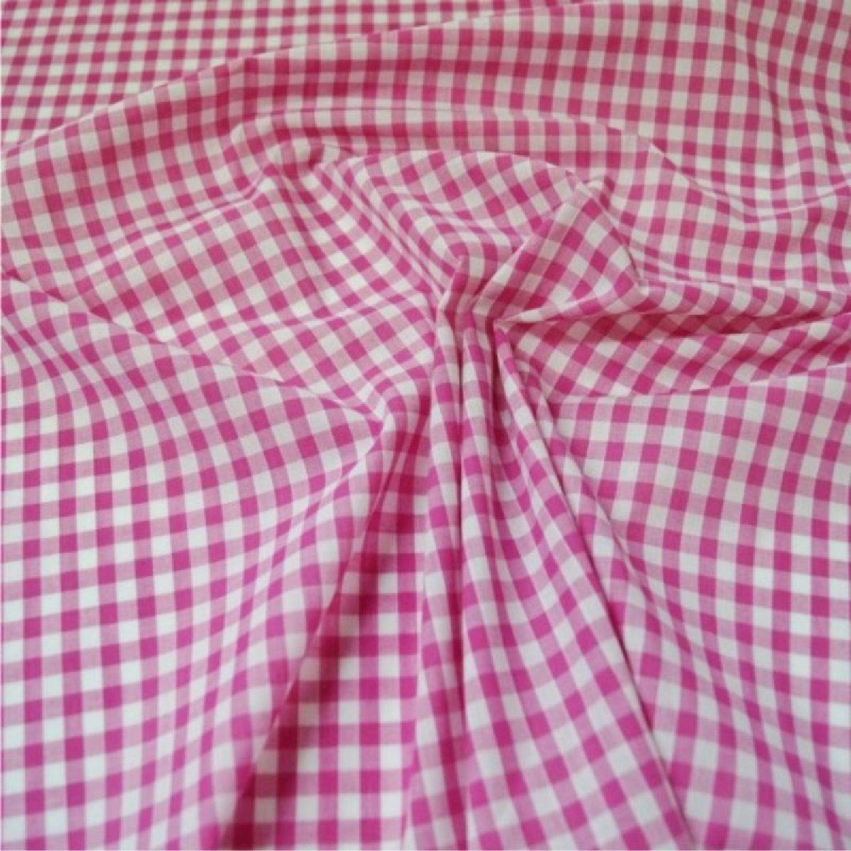 Balsara's Pink ¼” Gingham Check Polycotton Fabric Chequered Medium Weight Material Dressmaking Curtains Soft Furnishing Table Covers Arts And Crafts (Cerise 1/2 Metre)