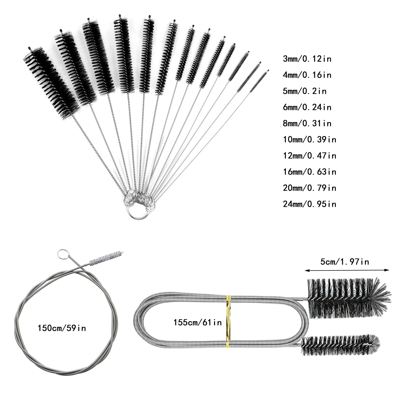 Cepillos para Tuberías 12 Piezas, Cepillo de Limpieza para Desagüe Flexible para Cocina y Baño