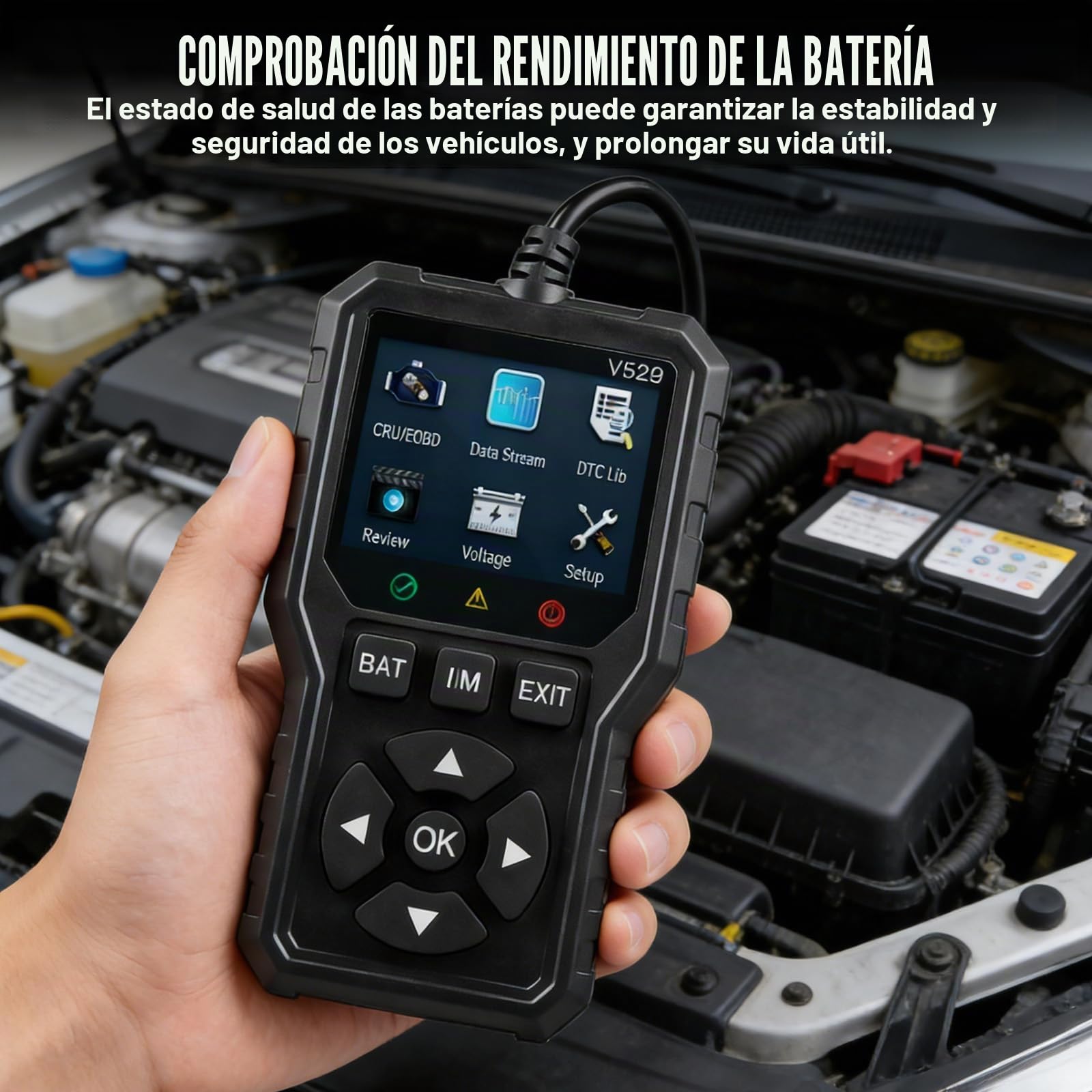 Dispositivo de diagnóstico OBD2, lector de coche, escáner de coche con pantalla y 10 idiomas, funciones OBDII completas para todos los vehículos a partir de 2002, herramienta de diagnóstico EOBD