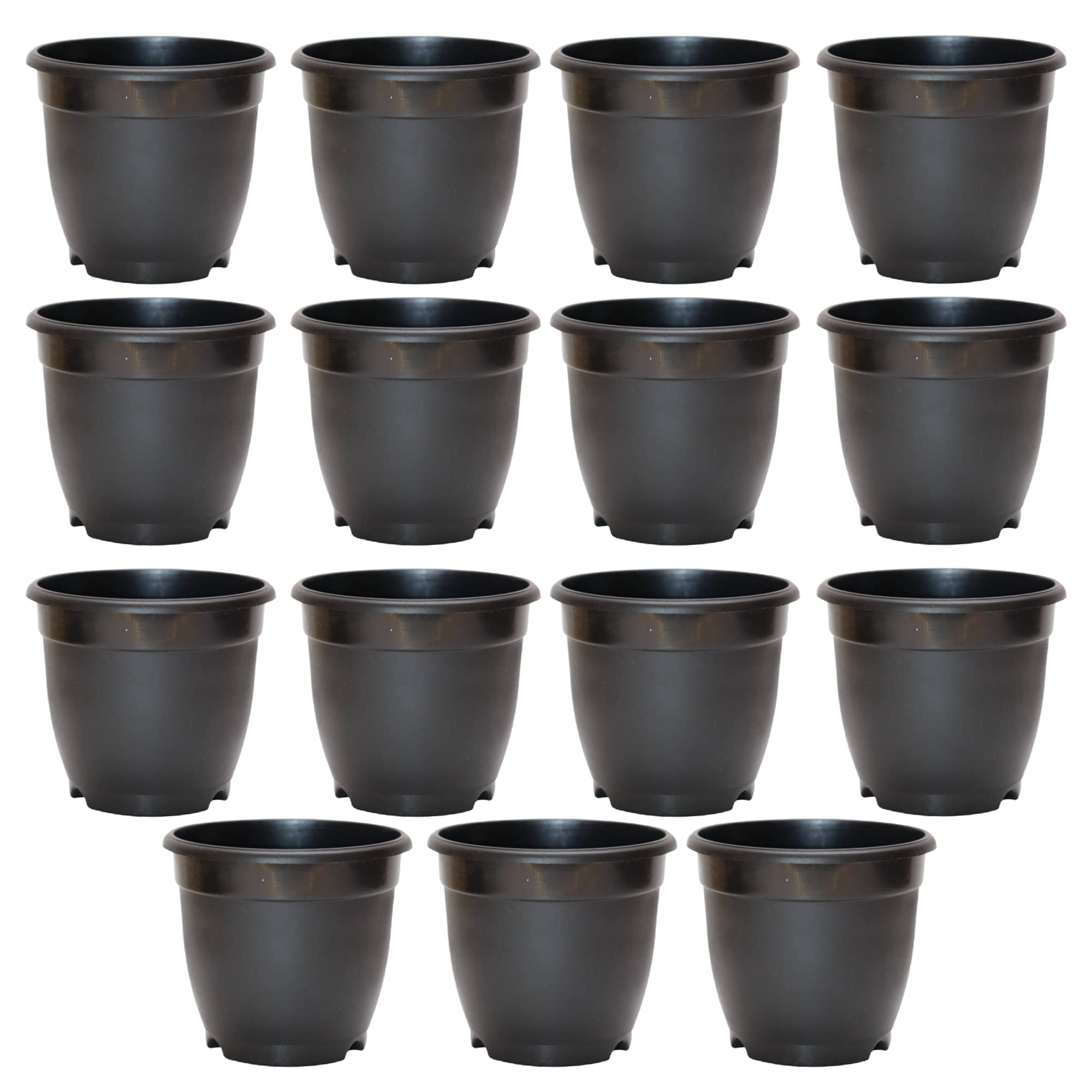 Leafy Tales Plastic Pots, Black 4 inch Size 15 Piece, Small