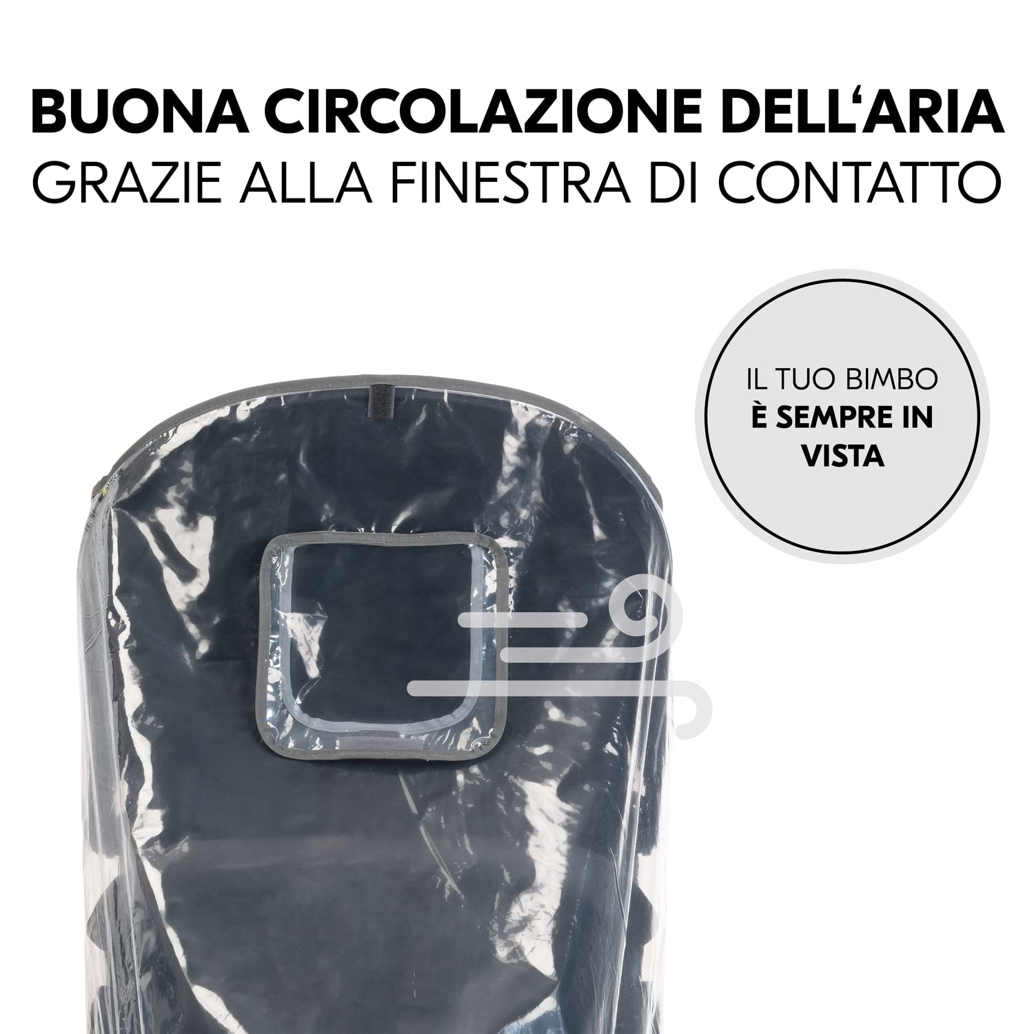 hauck Parapioggia Passeggino 3 Ruote Universale - 58 x 48 x 90 cm Compatibile con Modelli Runner - Antipioggia Catarifrangente con Finestrina e Fori di Ventilazione - Facile da Fissare - Trasparente