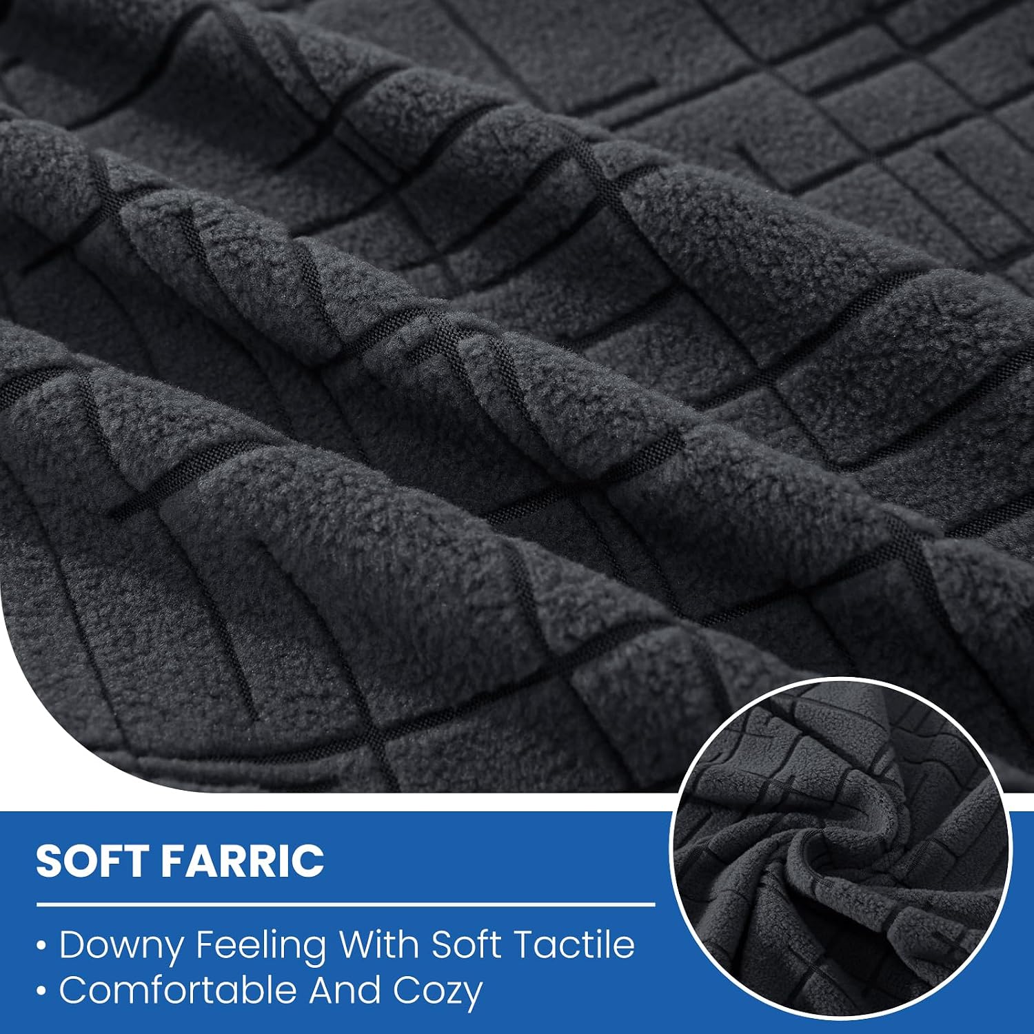 Stretch Couch Cushion Covers, 3 Piece Sofa Seat Slipcovers for Pets, Non Slip Sofa Seat Cover Washable Washable, Soft Thick, with Elastic Bottom(3 Piece Sofa Cushion Covers, Charcoal Gray)