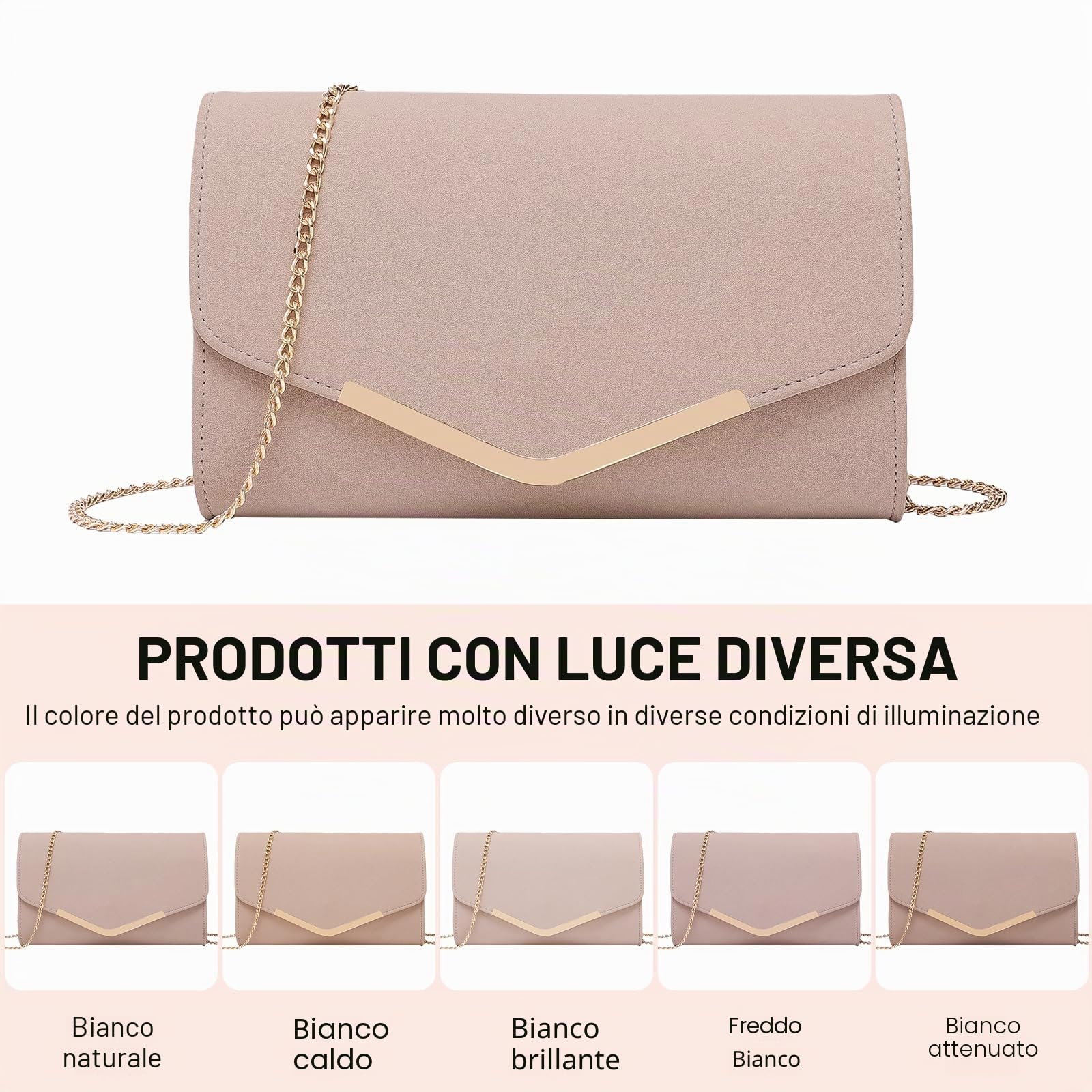 Miss Lulu Pochette da donna, borsa da sera o da matrimonio, borsa a tracolla con tracolla staccabile, rosa, M, Rétro