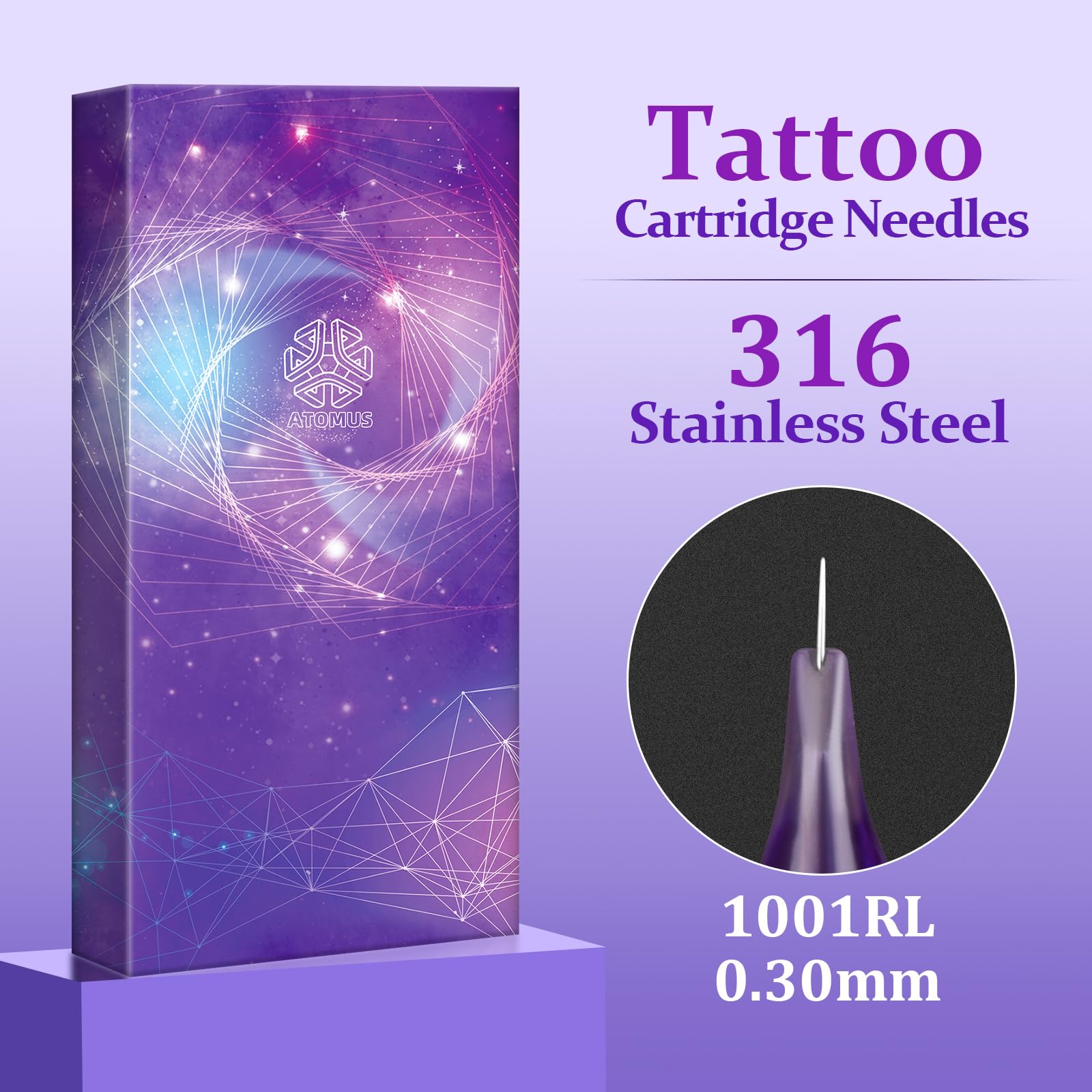ATOMUS 20pcs Purple Tattoo Cartridge Needles 1001RL Tattoo Needles for Tattoo Gun Pen Liner Pattern Permanent Eyebrow with Disposable 20pcs Silicone Ink Cups for Pen Rotary Machine Tattoo Supplies - Image 4