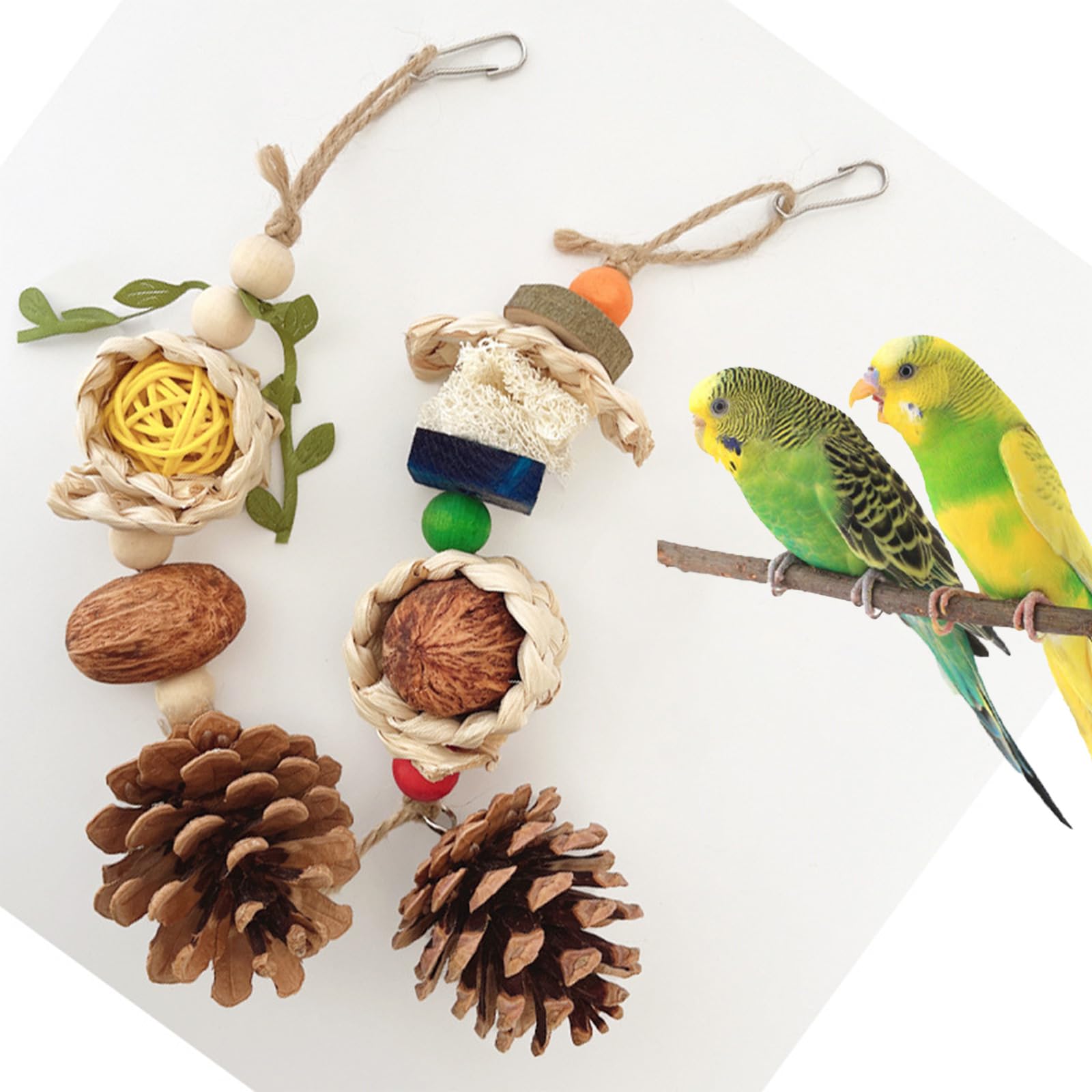 5 Pz Pappagalli per Uccelli, Giocattolo da Masticare per Pappagallo, Giocattolo per Pappagalli da Masticare per Cockatiels, Pappagallini e Uccelli Adorabili