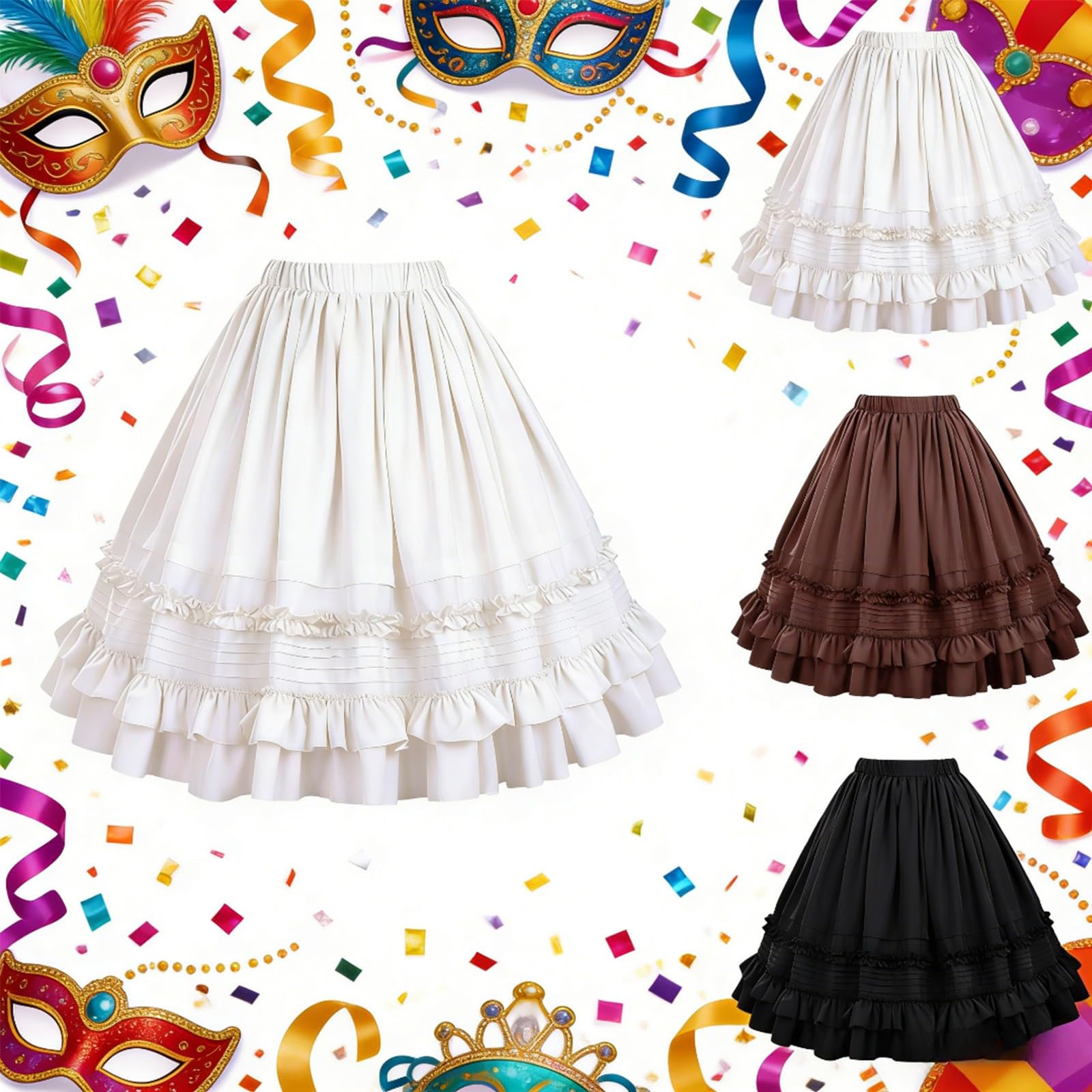 Gonna a pieghe da donna, con volant, sexy, carina, snellente, Lolita, sottogonna per matrimonio, cosplay, feste, gonna a cerchio