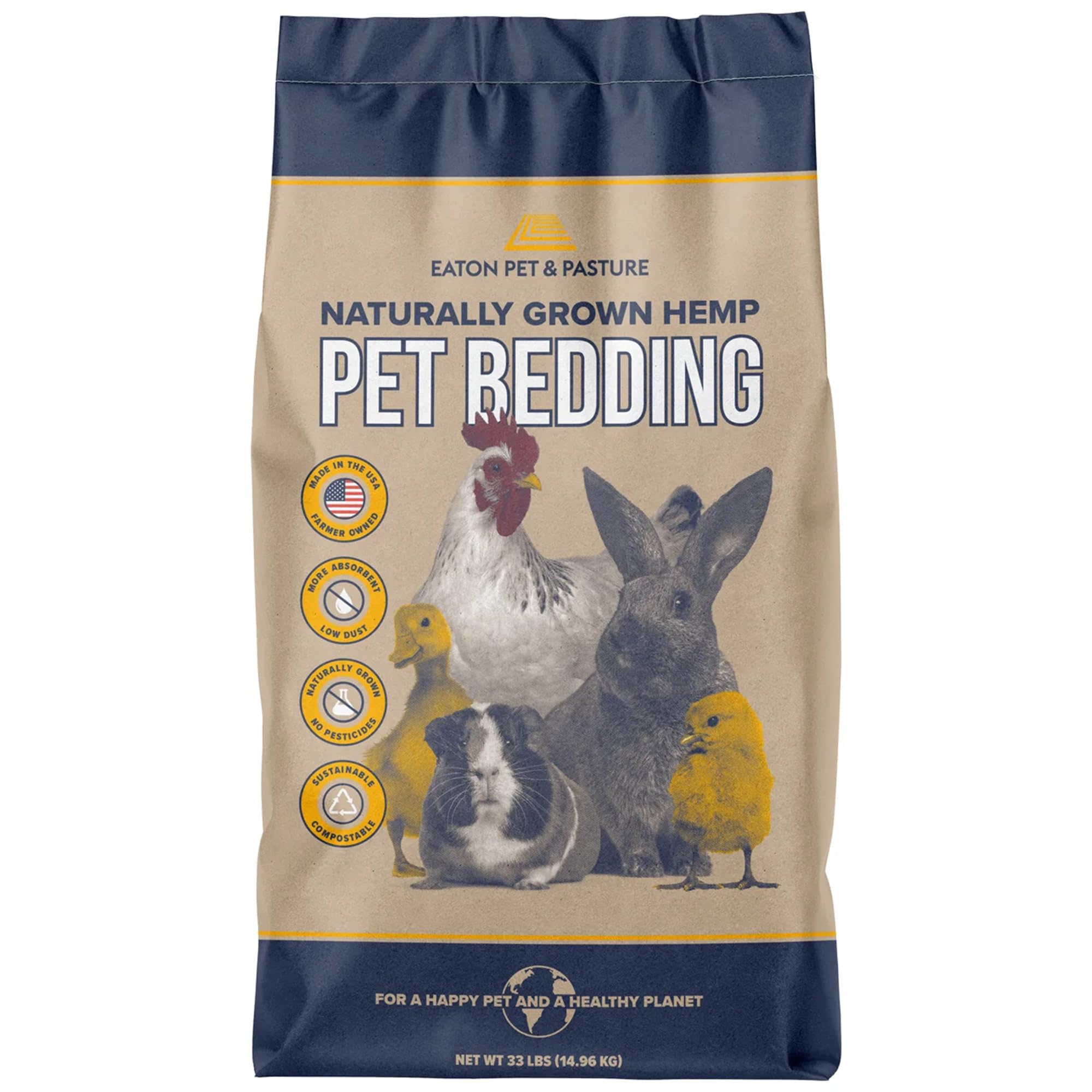 Eaton Pet and Pasture Hemp Bedding for Chickens, Rabbits, Small Pets, 8 Lb