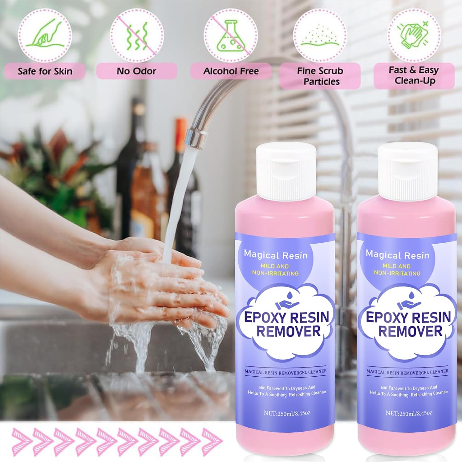 Hands Resin Remover Gel - All Natural Epoxy Resin Cleaner - Magical Cleanser for Artists - Epoxy Remover - Glue, Silicone, Paint & Glitter Soap- For Soft and Moisturized Skin image 4