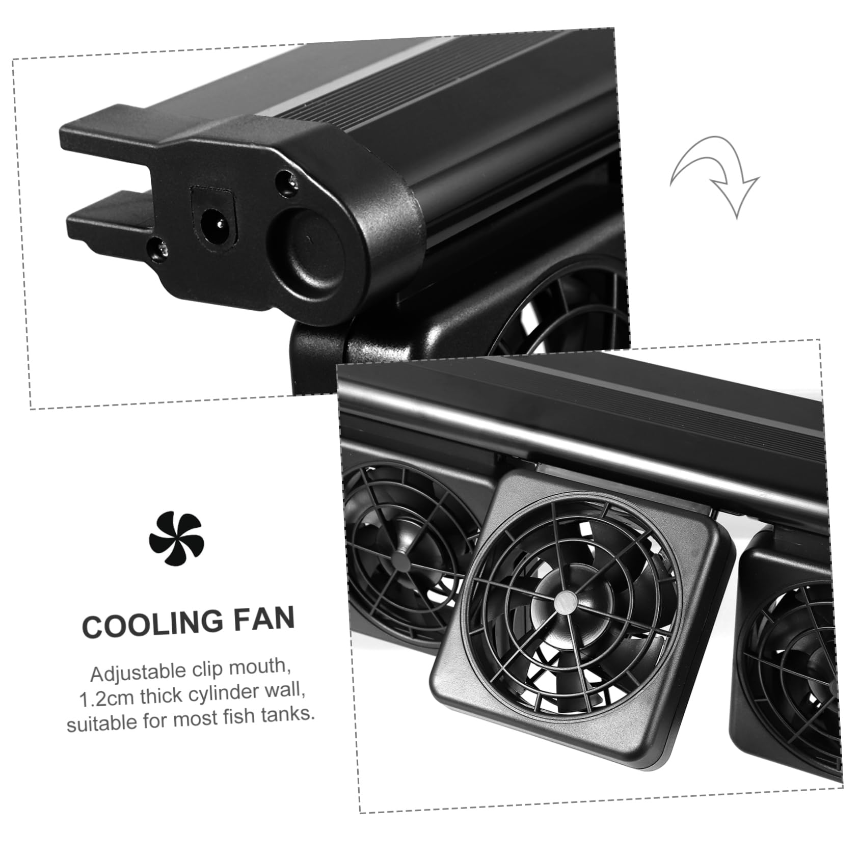 Wasserkühlventilator Aluminiumlegierung und Kunststoff mit 2 Geschwindigkeiten Aquarium Einstellbarer Befestigung bis 1,2cm Wandstärke für Süß und Salzwasseraquarien