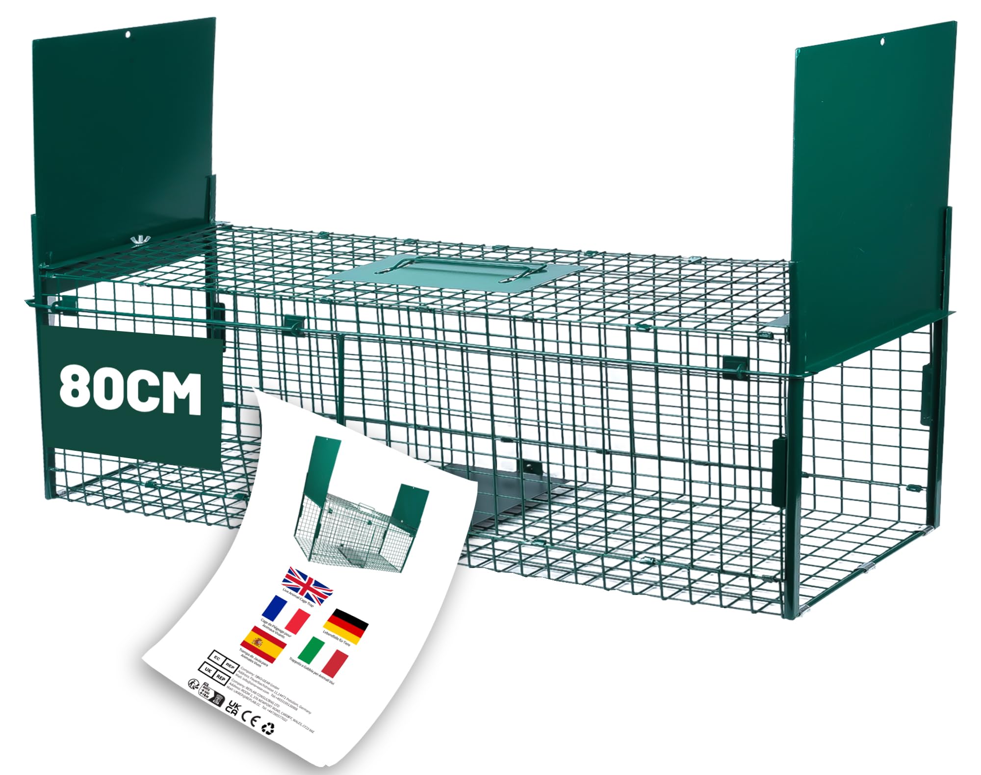 Marderfalle 80x29x34cm Katzenfalle Tierfalle Ratten Lebendfalle Große Rattenfalle 2 Eingänge Kastenfalle für Marder Katzen Hasen Ratte Eichhörnchen Siebenschläfer