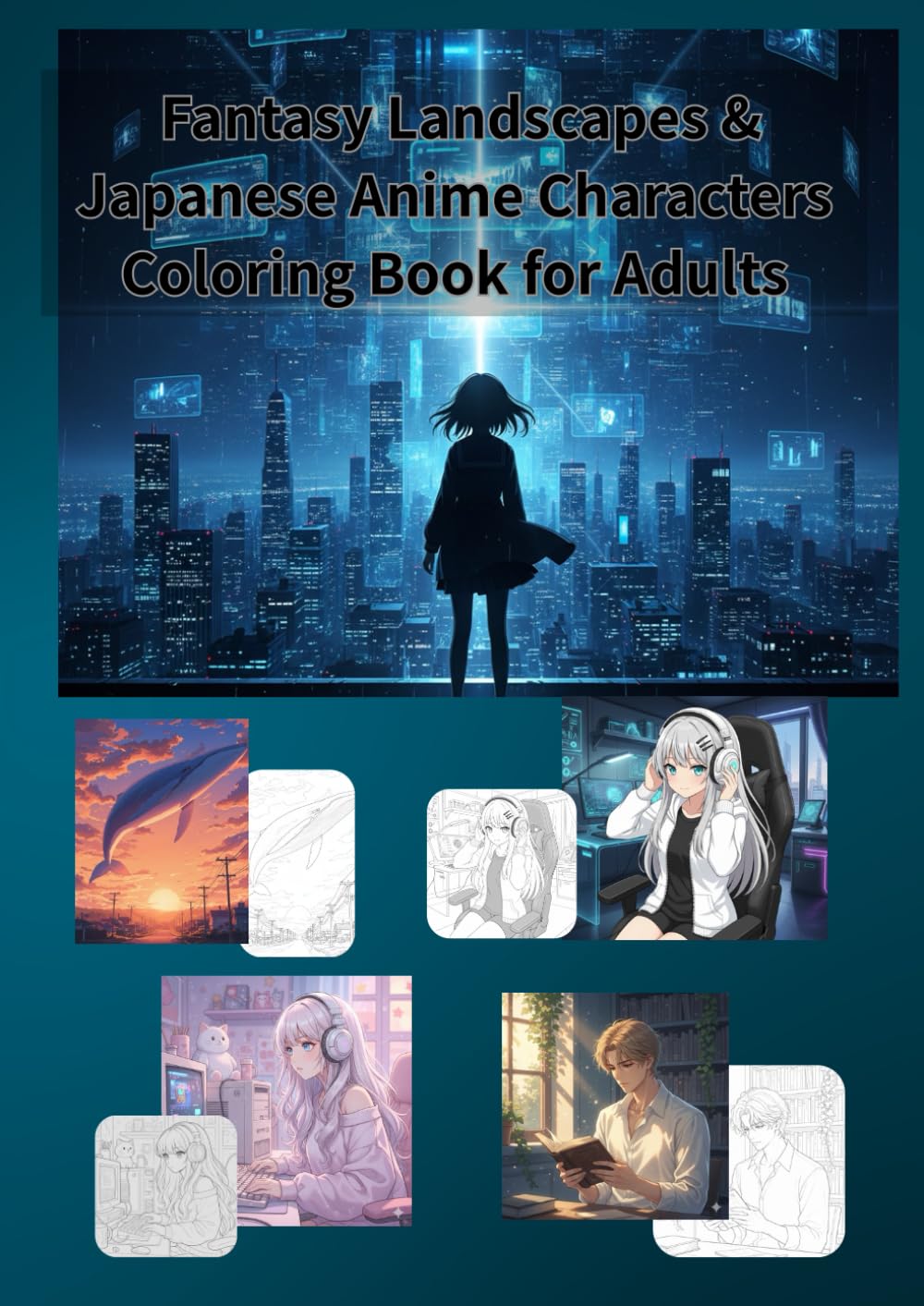 Fantasy Landscapes & Japanese Anime Characters Coloring Book for Adults: Dreamy Japan: Fantasy Landscape & Anime Art Coloring Book for Adults (COLOR BLOOMS)