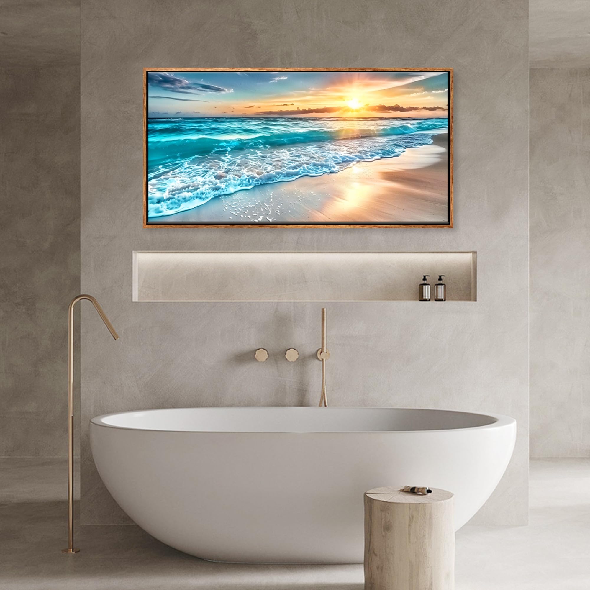 WADBTP Quadro Su Tela Senza Cornice 50x70 Cm | Poster Murale Con Mucca In Vasca Da Bagno, Arredo Divertente Per Bagno O Soggiorno