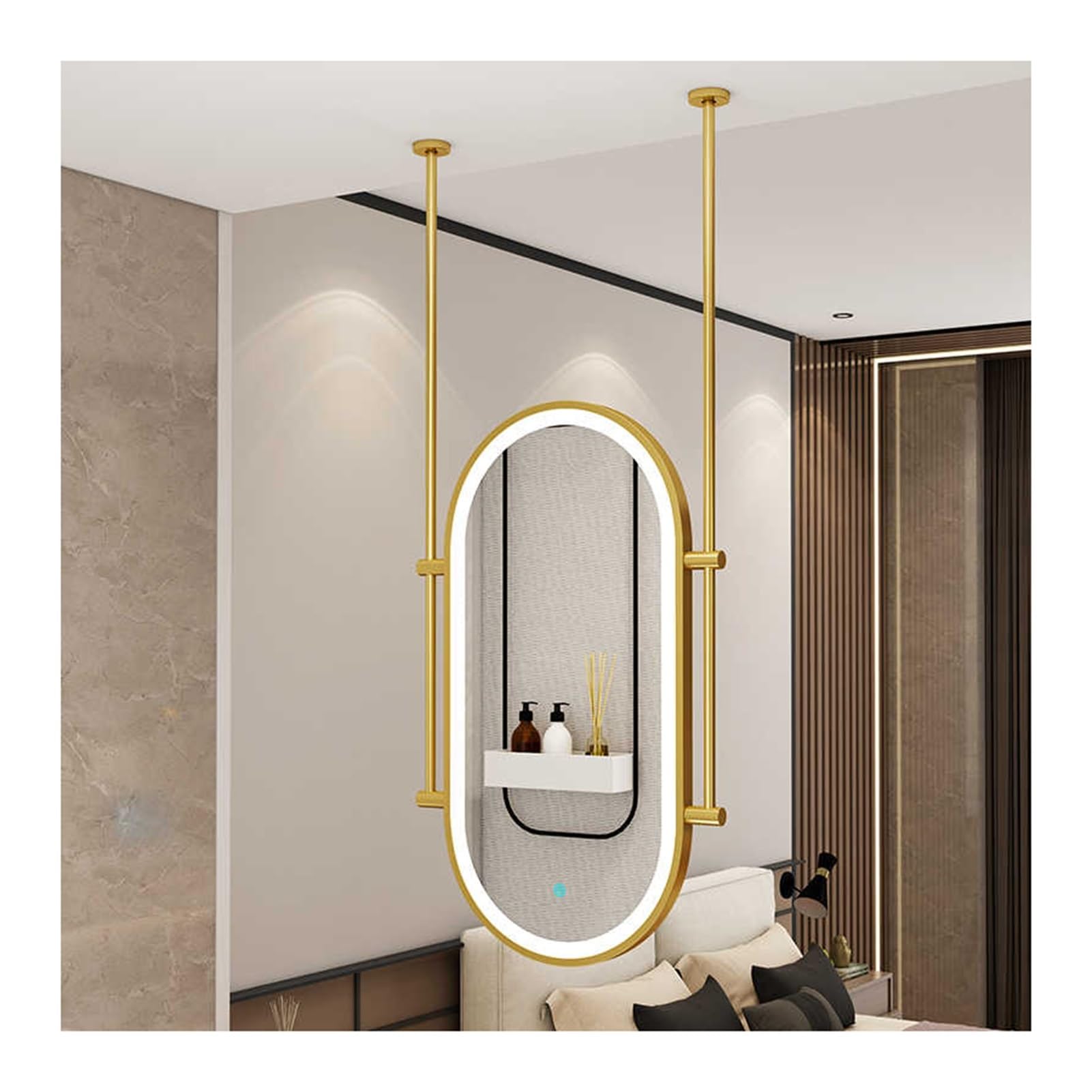 Miroir de maquillage LED suspendu pour coiffeuse de chambre