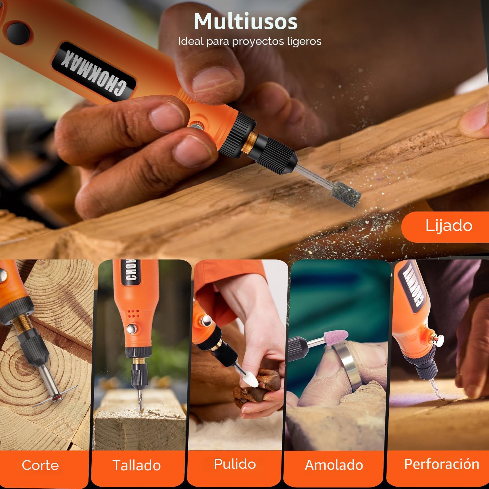 Mini Herramienta Multifuncional, Kit de Lijadora de 3 Velocidades con 72 Piezas de Accesorios, Carga Tipo-C, Herramienta Artesanal para Grabar, Lijar, Pulir, Taladrar, Lijar