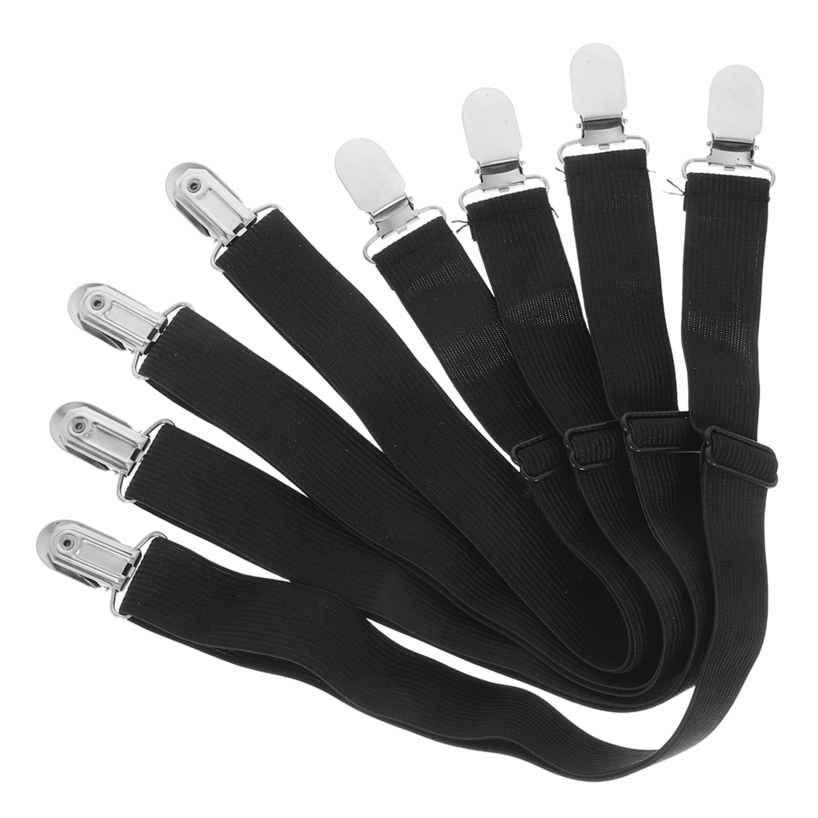 SOLUSTRE 4pcs Adjustable Bed Sheet Straps: Elastic Suspenders for Fitted Sheets - Mattress Cover Holders for Mattresses and Sofa Cushions