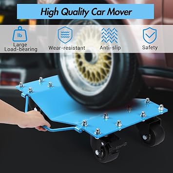 Vehicle Positioning Wheel Dollies, Car Tire Stake Set of 2, Heavy-duty Wheel Dollies with 360° Rotational, Recovery Jack 907kg Per Dolly for Moving Cars, Trucks, Trailers, Motorcycles, Boats