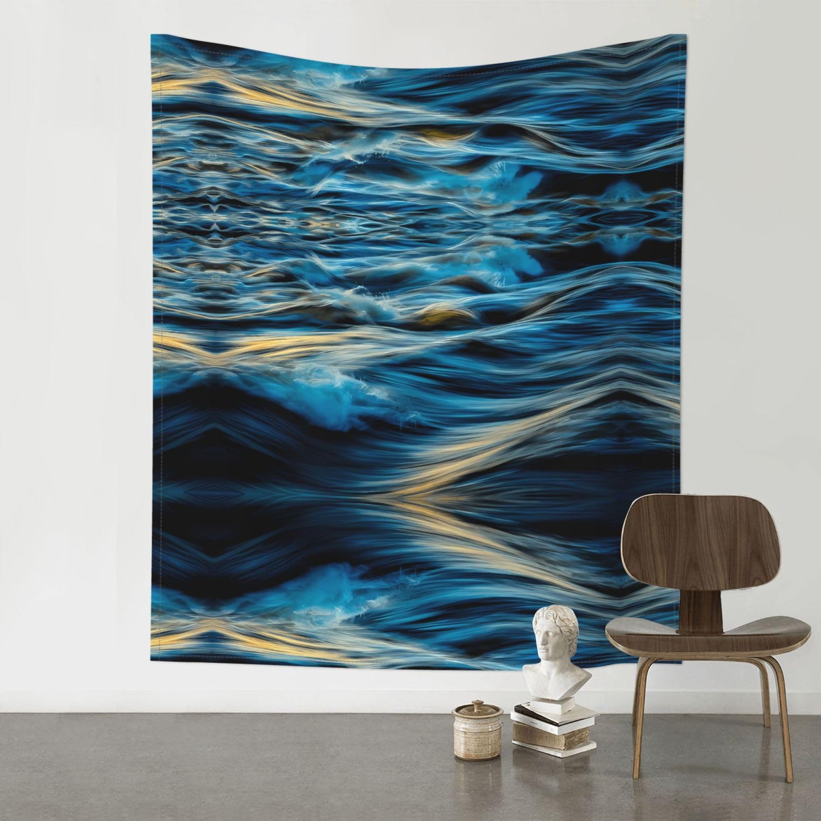 WHJSHOP Dawn Ocean Waves Prints Original Wall Tapestry 60x51in – Boho Throw Blanket for Dorm Decor, Beach Picnic, & Bedroom Layering