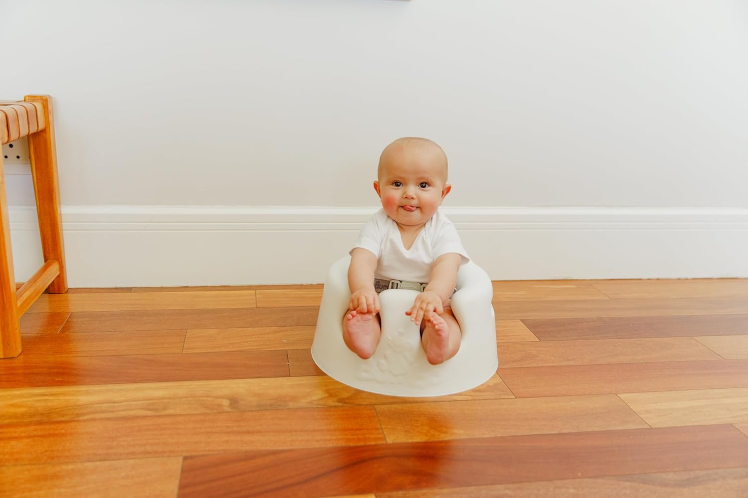 Bumbo Foam Infant Floor Seat Plus+ with Tray for Babies 3 to 12 Months Old, Sonoran Rose - Portable Soft Baby Chair with Large Legroom and 3-Point Harness for Feeding and Play