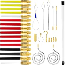 Super Pro 16M Cable Access Rod and 17pcs Attachments Accessories Set, Electricians Tools Including 16 x 1m Rods, Electric Wire Puller, Cable Installation Access Fishing Tool, Electrical Fish Tape