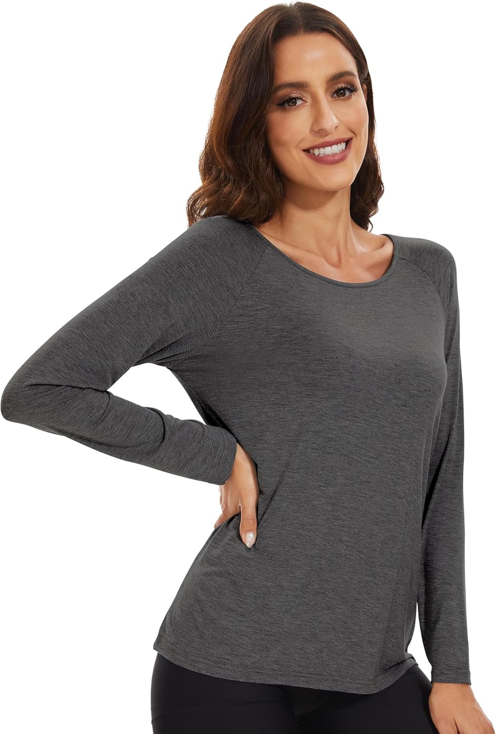 WiWi Women's Viscose from Bamboo Pajama Tops Soft Basic Sleep Shirt Loose Long Sleeves T-Shirt Loungewear S-XXL - Image 2