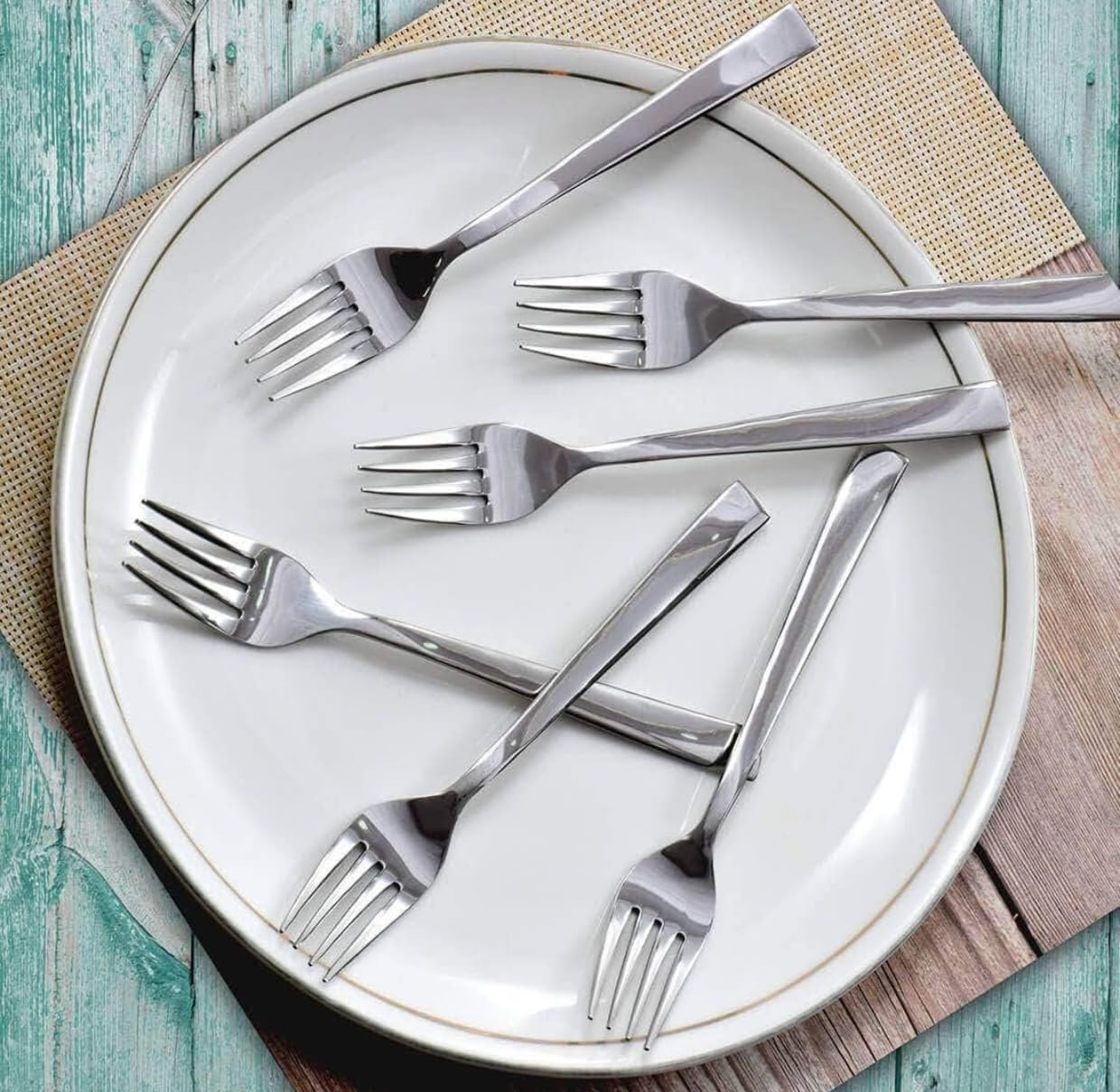 12 Pieces Stainless Steel Dinner Forks Set for Home & Kitchen, 15.5 cm Long, Fruit Fork for Dining Table, Dining Tableware Cutlery Set, Silver 1