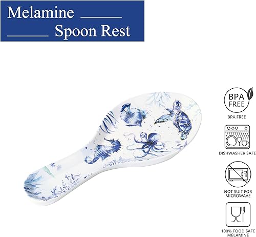 Miniatura 9 de UP ware - Soporte para cuchara de melamina de 9.625 pulgadas, soporte para utensilios de cocina, mesa de comedor (coral rojo)