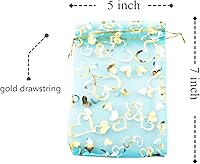 Vista 2 de 5 x 7 pulgadas 100 piezas corazón flor organza joyería bolsa de regalo bolsa de caramelo bolsa cordón boda favor bolsas P835 (corazón turquesa)