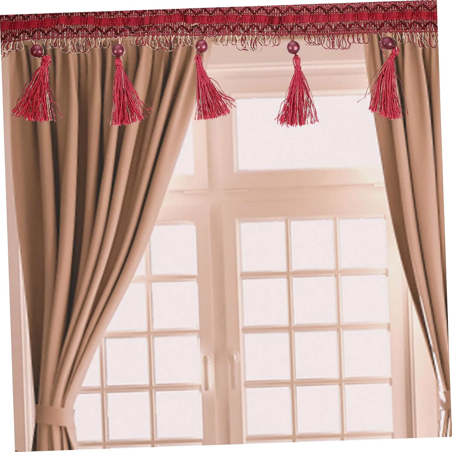 Polyester Fringe Trim for Curtains and Costumes, 11.5m Red