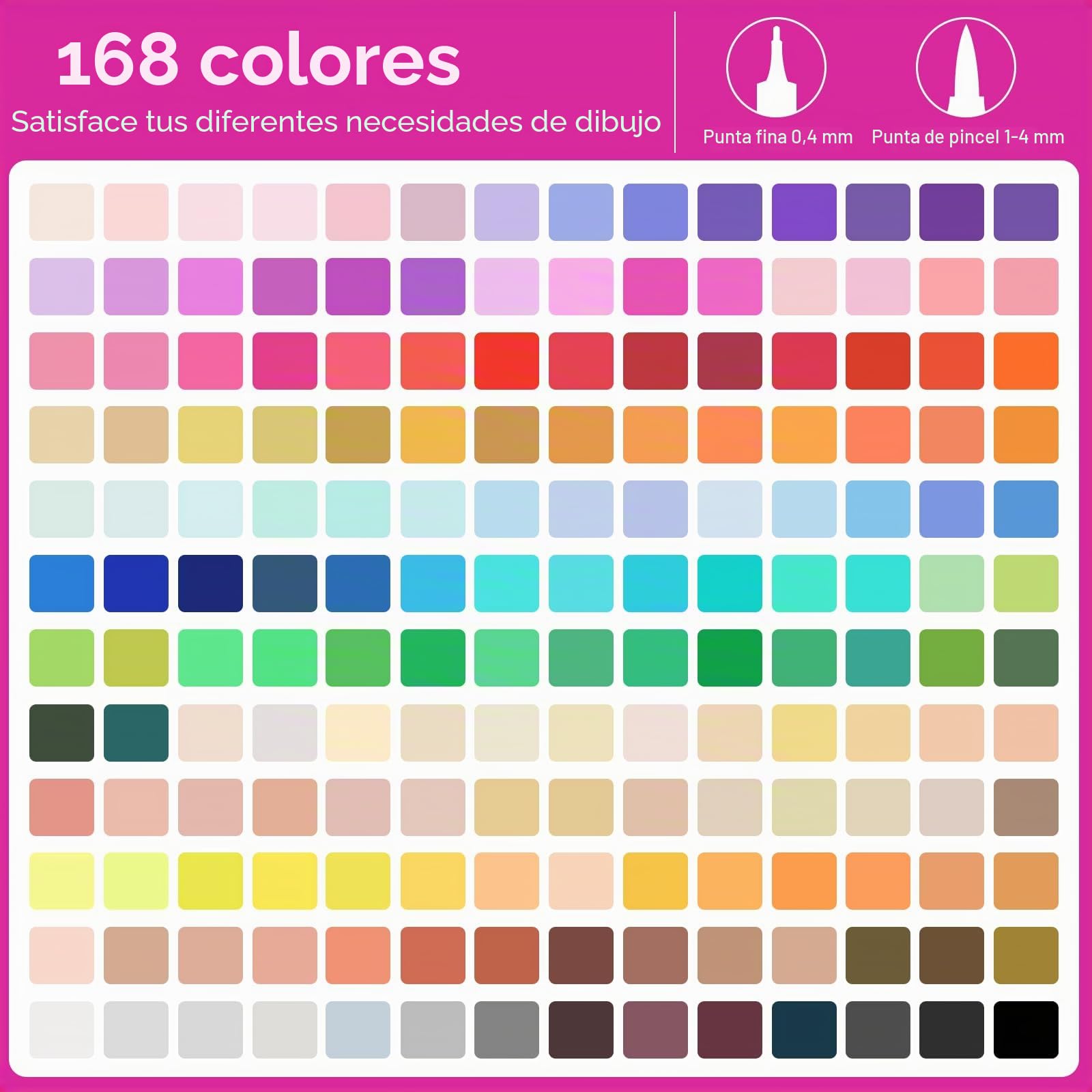 Rotuladores Lettering, 168 Rotuladores Pincel Rotuladore Doble Punta, Doble Punta Brush Pen Para Acuarelas Dibujos y Caligrafía