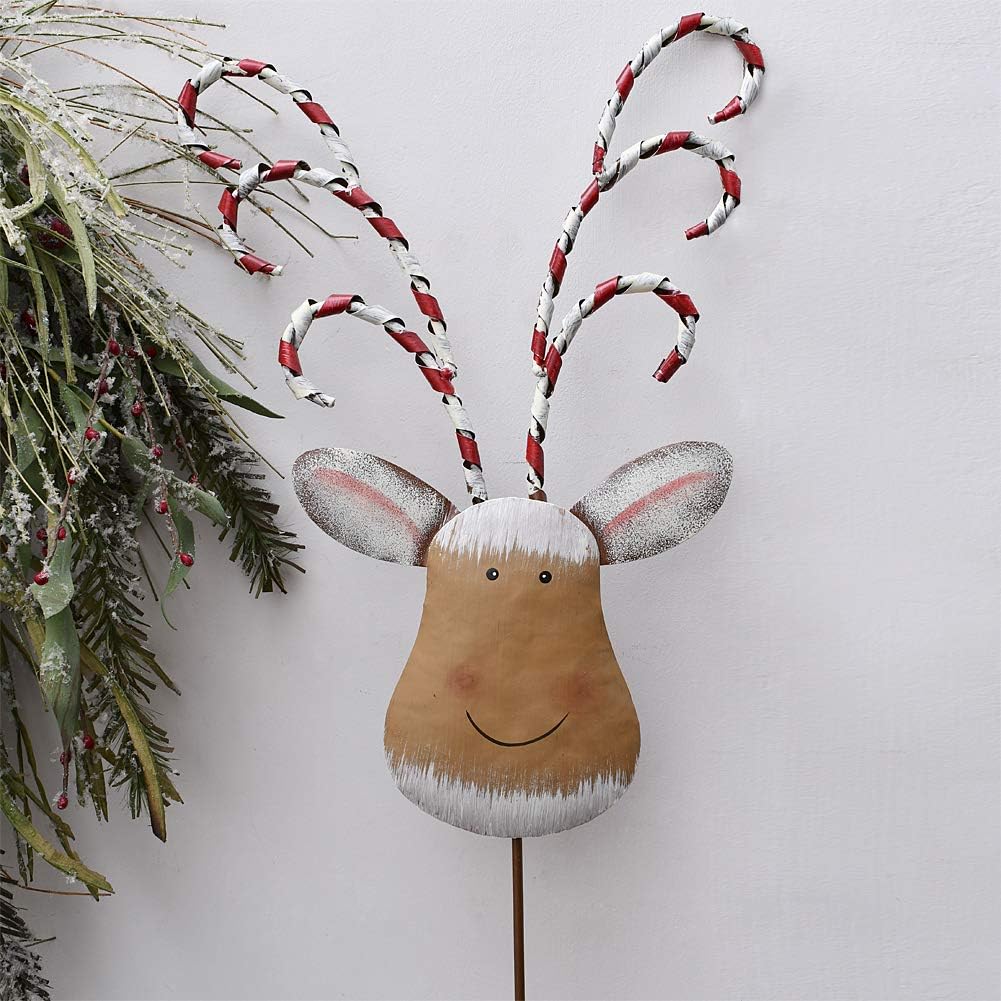 E-view Christmas Garden Stakes Decorations Metal Reindeer Yard Sign Decorative Deer Lawn Patio Ornaments Indoor Outdoor Merry Xmas Holiday Winter Decor (Reindeer A)