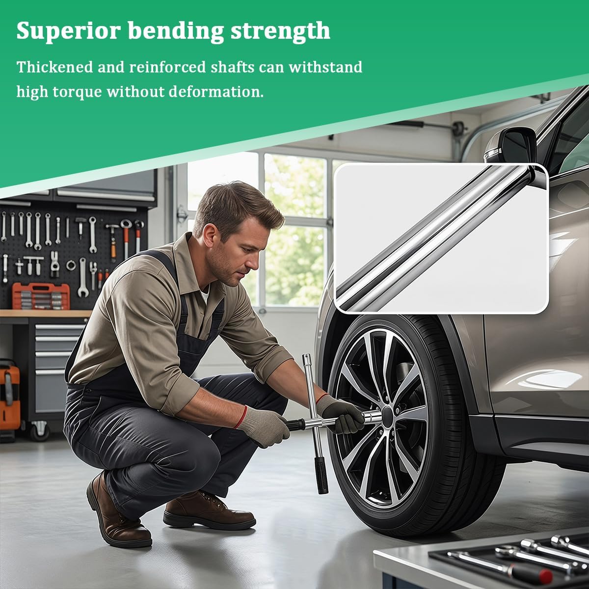 BCOWPV 4-Way Lug Wrench with 17/19 and 21/23 mm Sockets